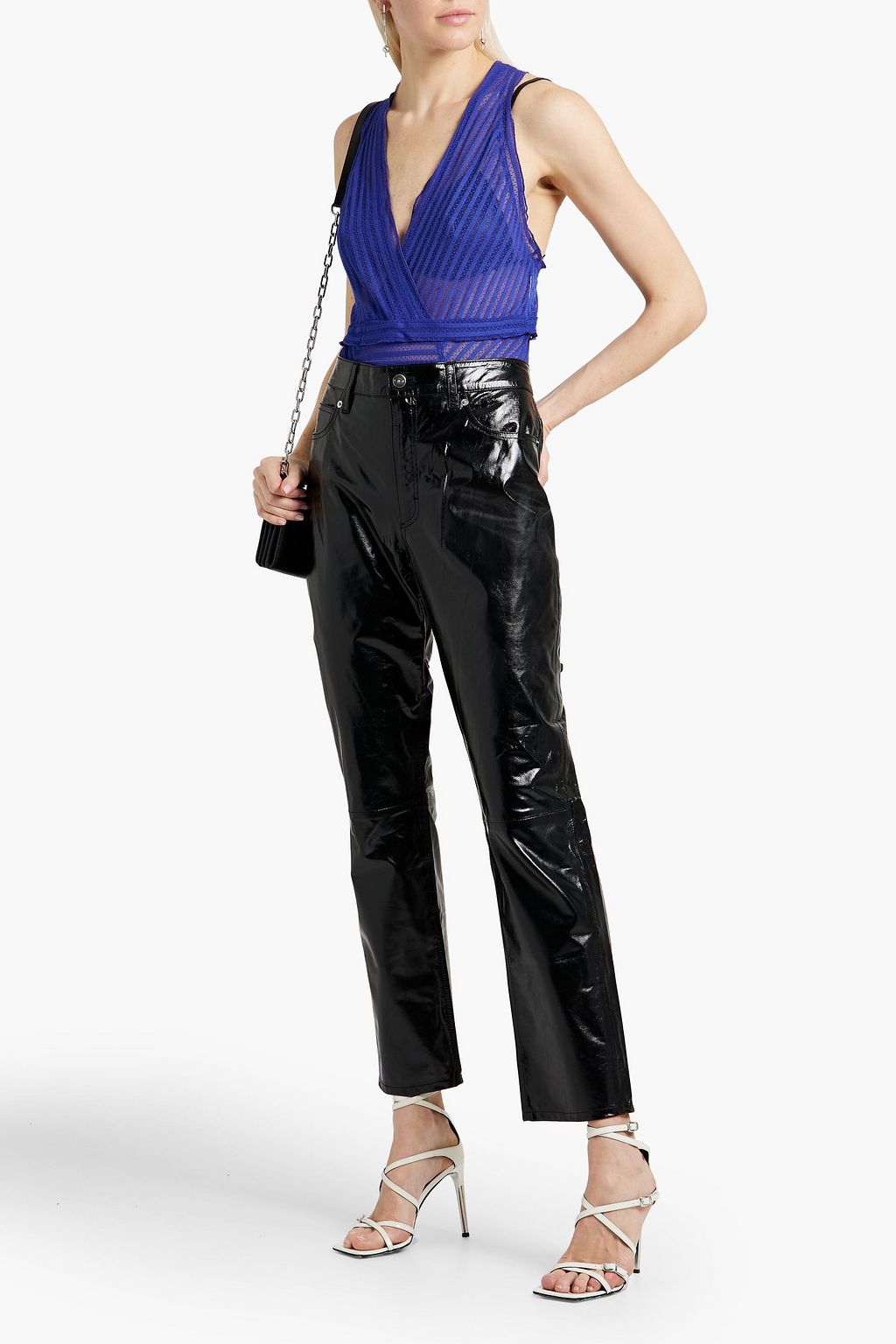 IRO Dakota crinkled patent-leather straight-leg pants