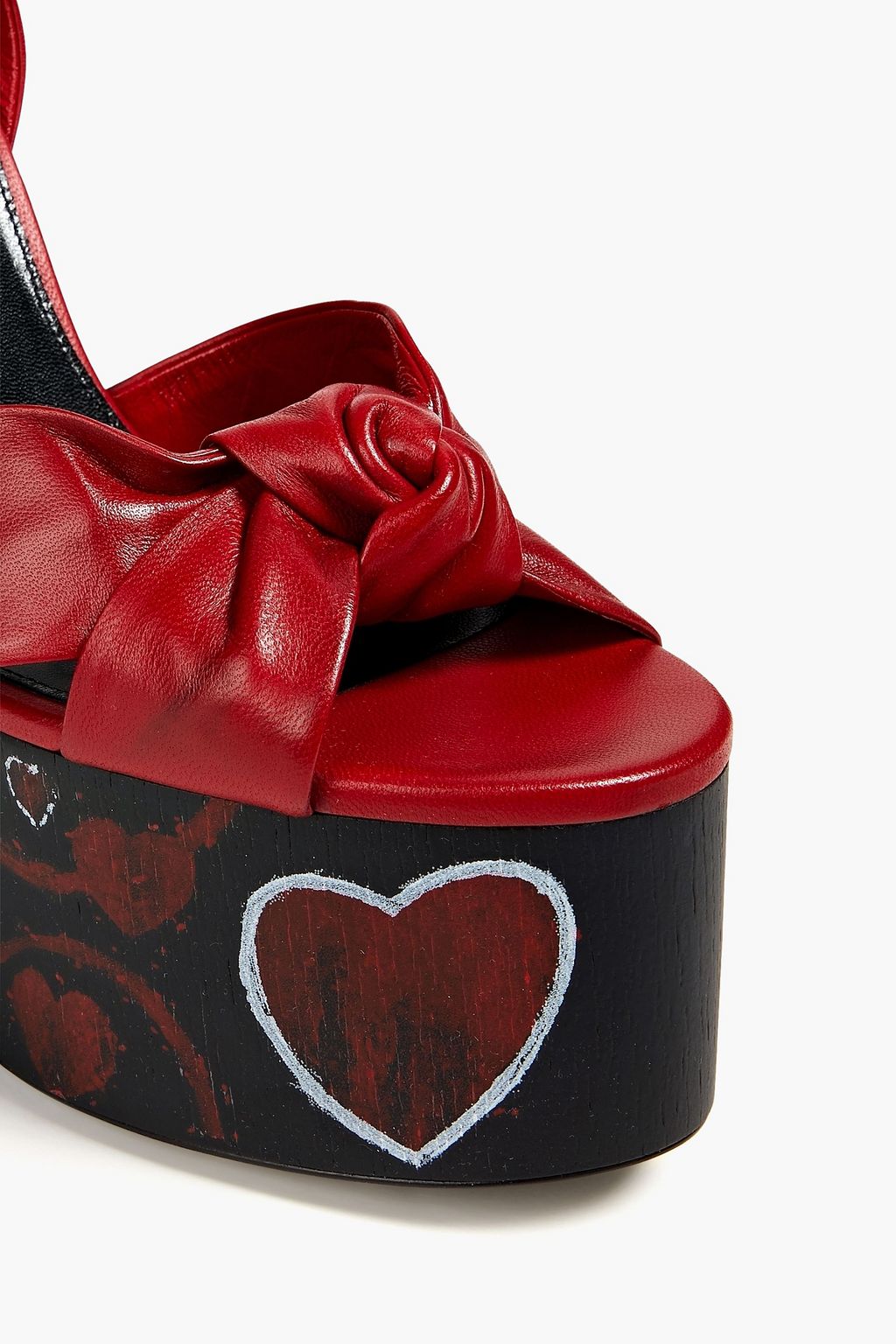 SAINT LAURENT Plateausandalen aus Leder mit Knotendetail