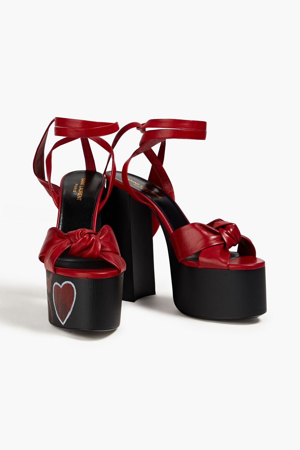 SAINT LAURENT Plateausandalen aus Leder mit Knotendetail