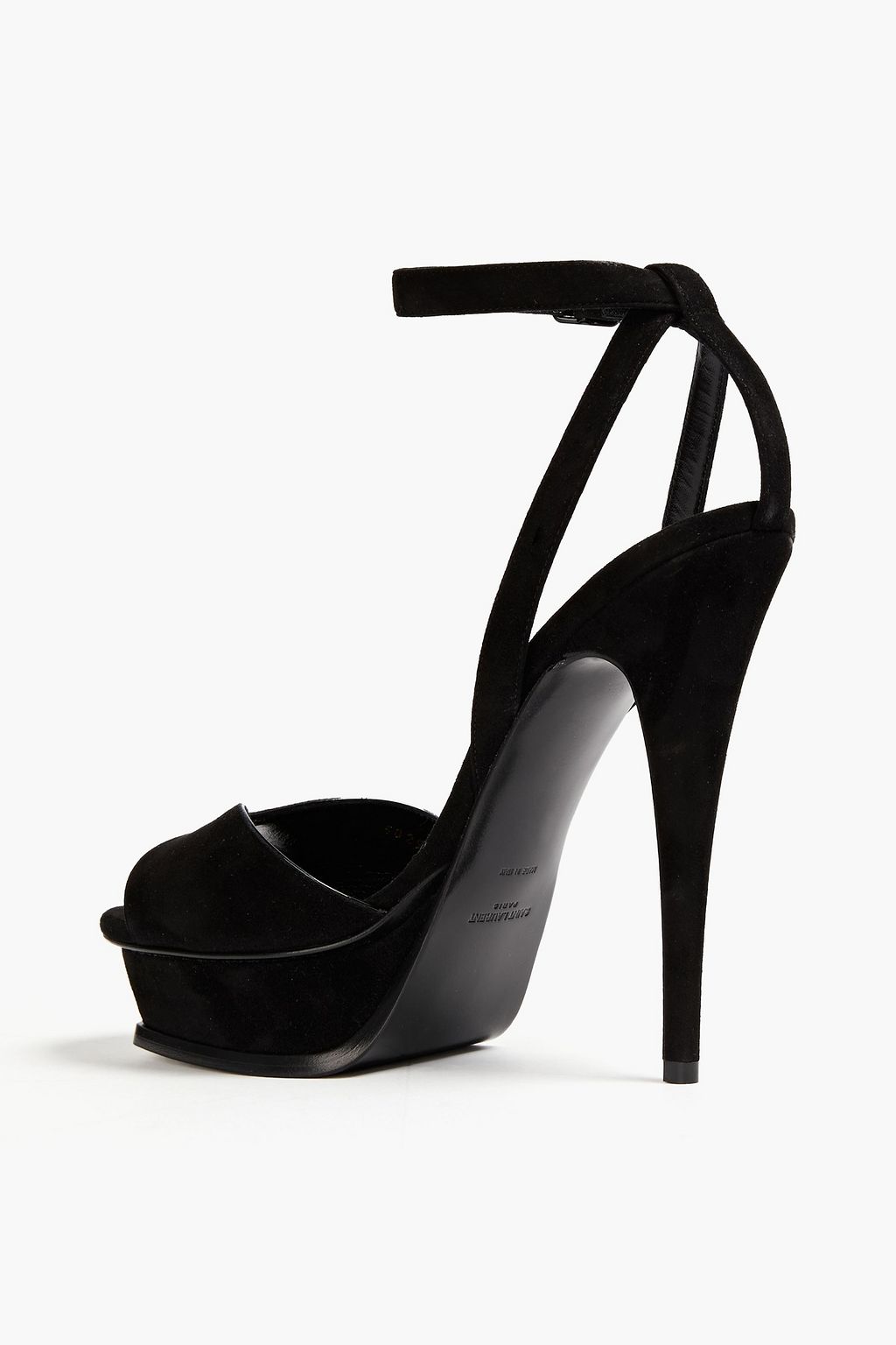 SAINT LAURENT Tribute Plateausandalen aus Veloursleder