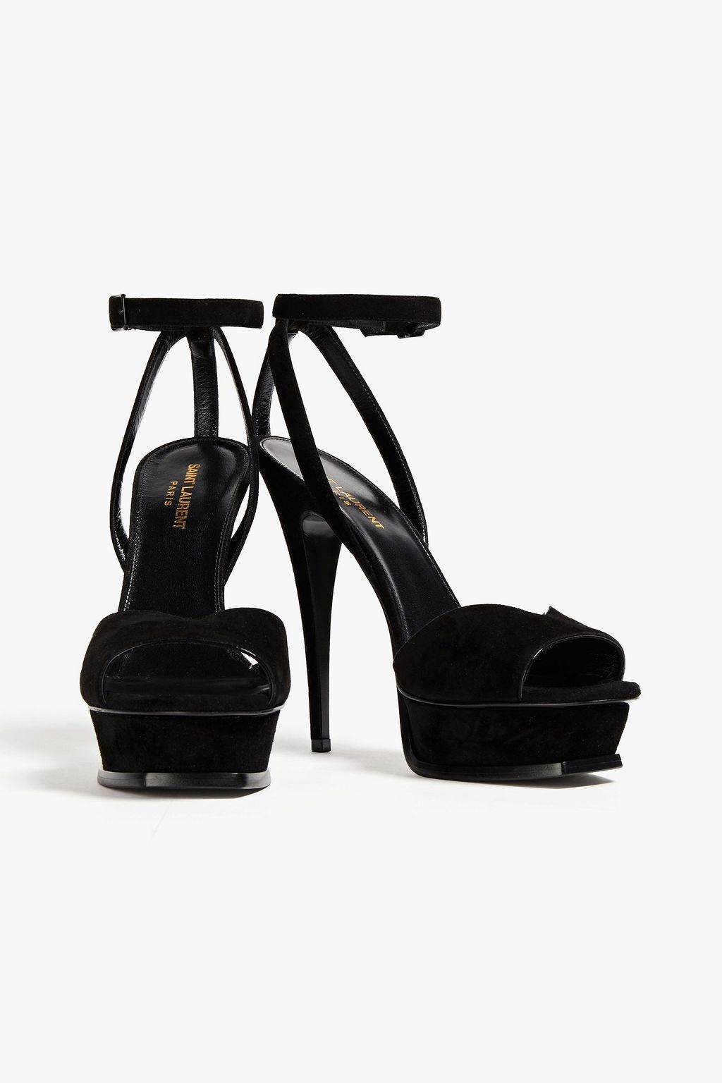SAINT LAURENT Tribute Plateausandalen aus Veloursleder