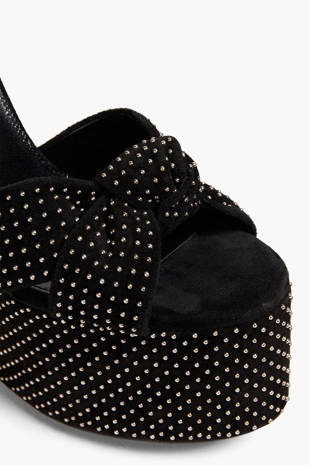 SAINT LAURENT Plateausandalen aus Veloursleder mit Knotendetail und Nieten