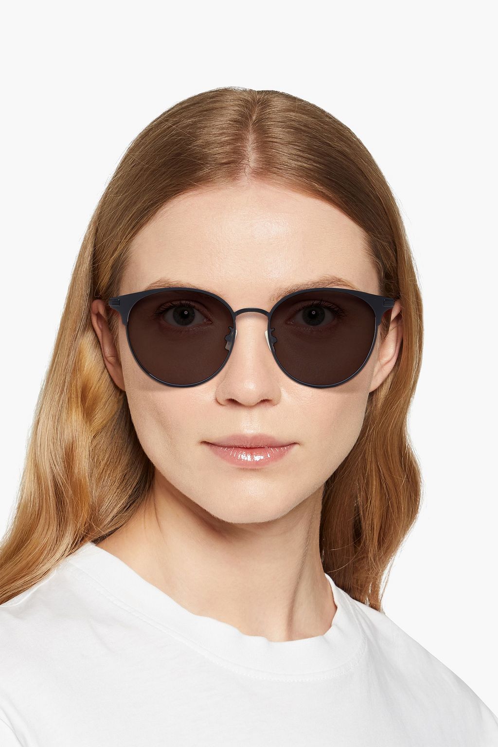 SAINT LAURENT Round-frame coated metal sunglasses