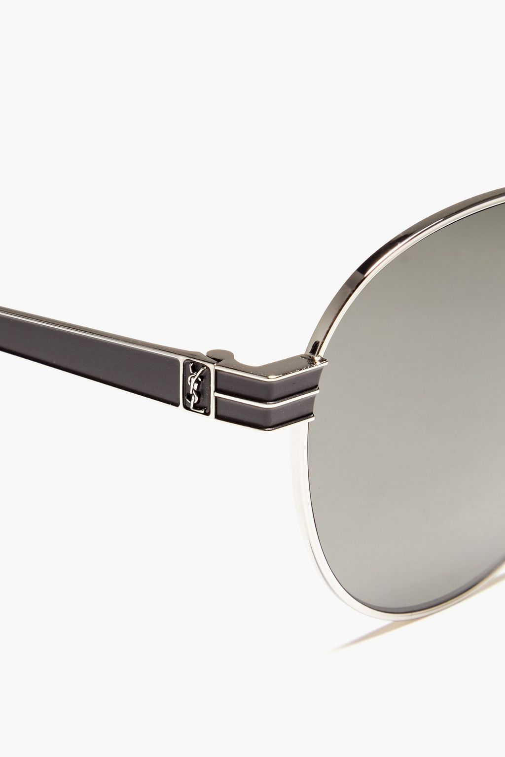SAINT LAURENT Round-frame silver-tone sunglasses