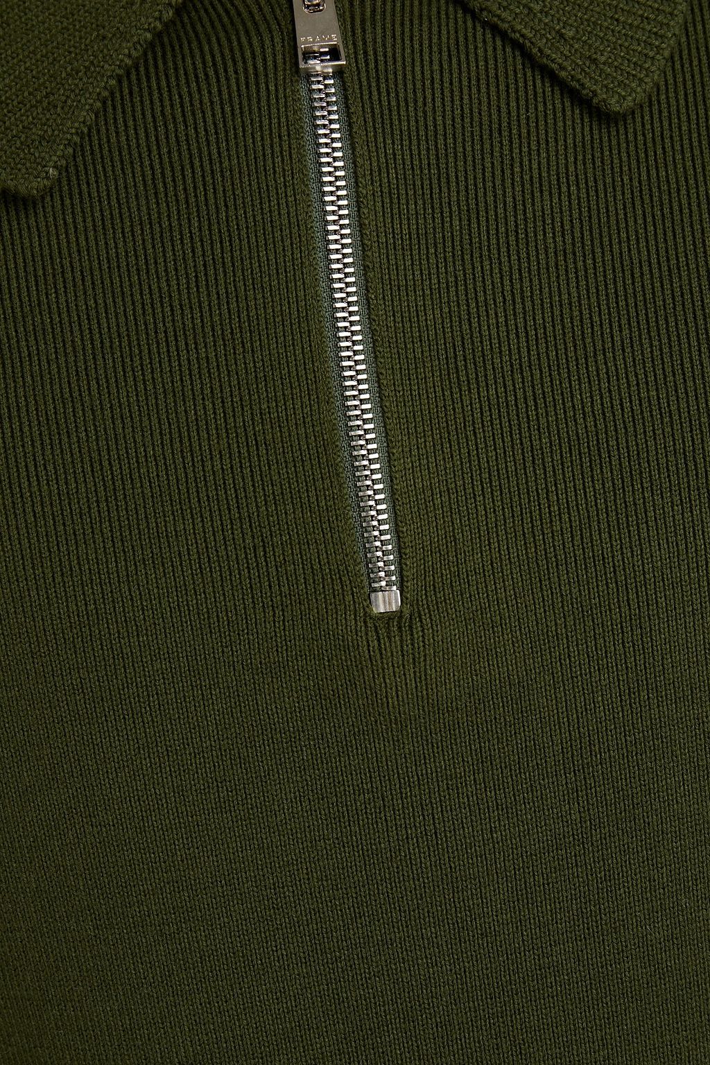 FRAME Ribbed cotton and cashmere-blend half-zip polo sweater