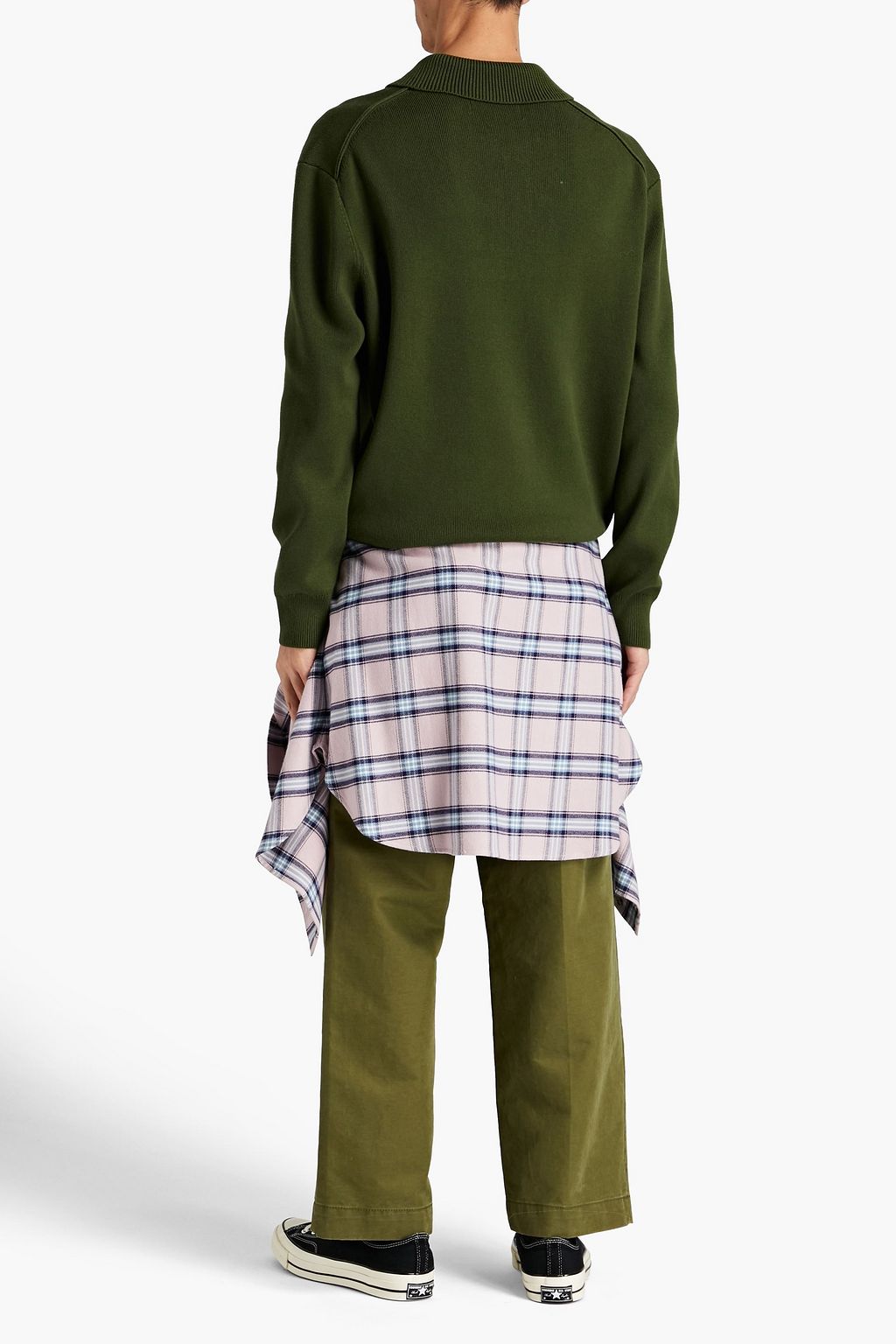 FRAME Ribbed cotton and cashmere-blend half-zip polo sweater