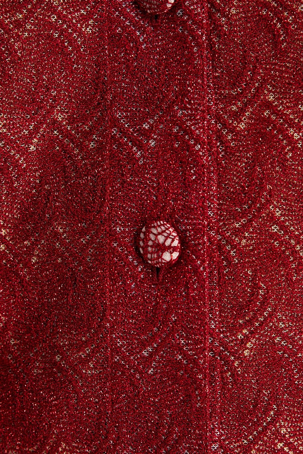MISSONI Belted metallic crochet-knit jacket