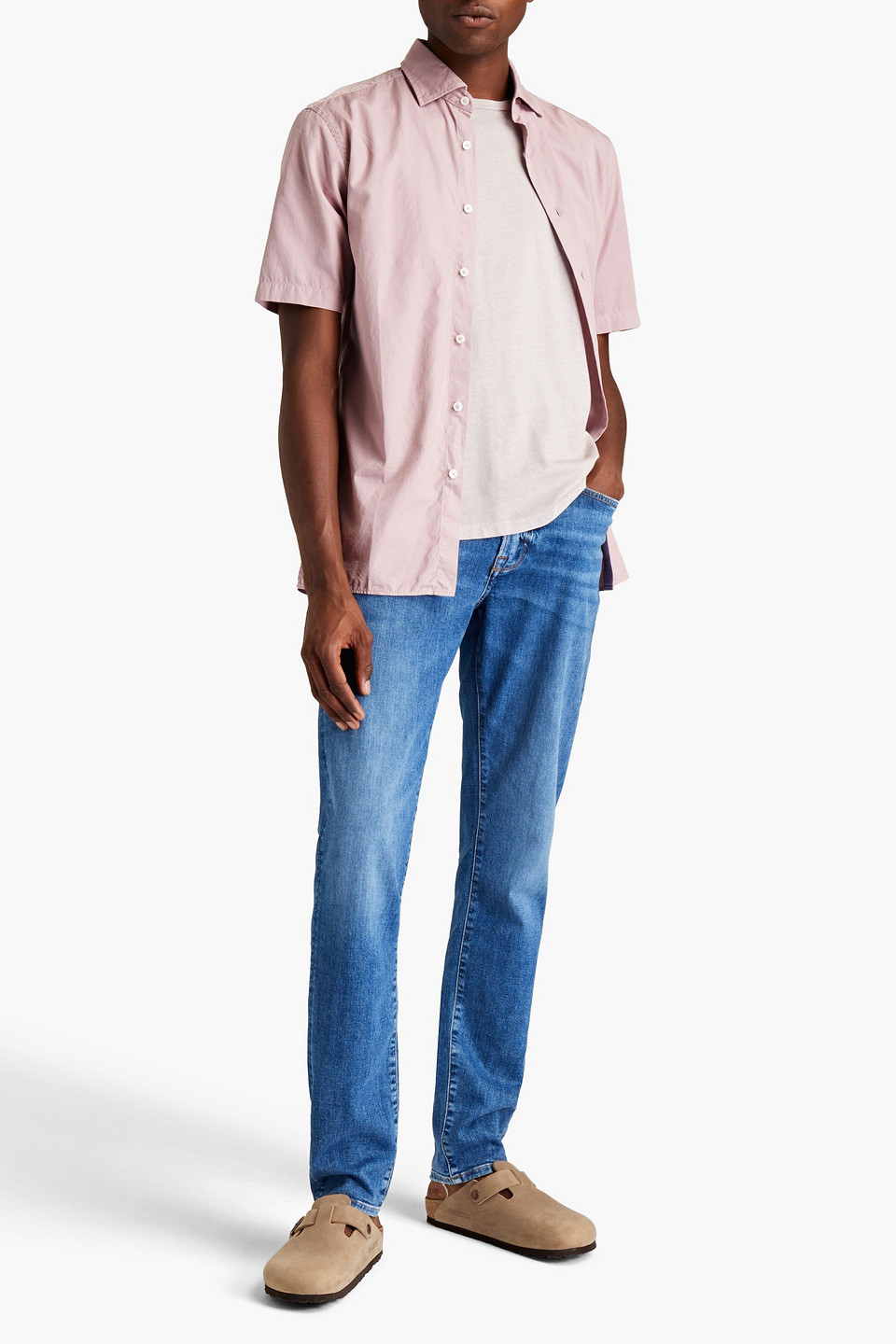 Frame L'homme Slim-fit Whiskered Denim Jeans In Mid Denim