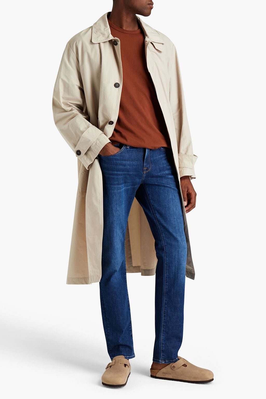 FRAME Slim-fit faded whiskered denim jeans