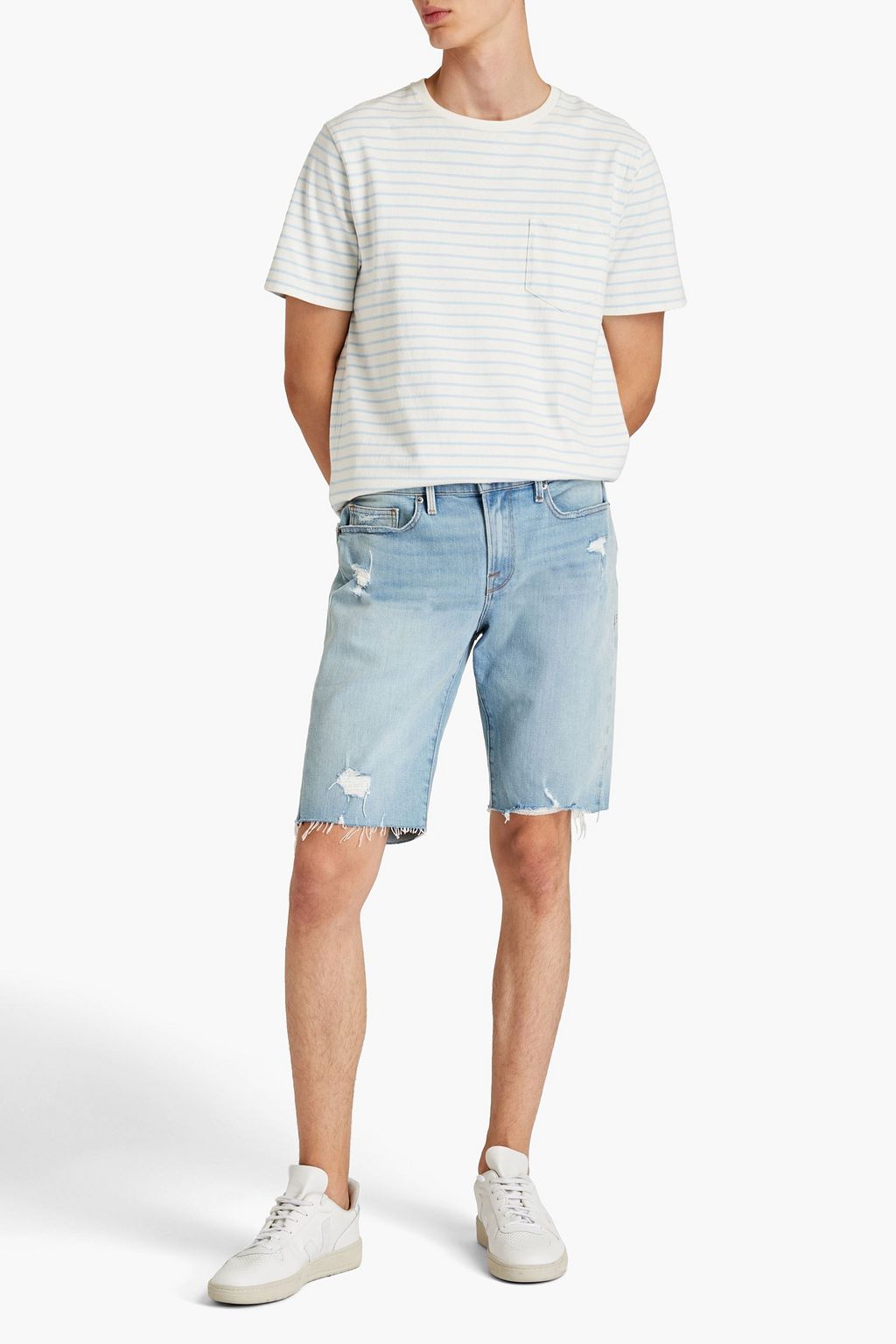 FRAME Distressed denim shorts