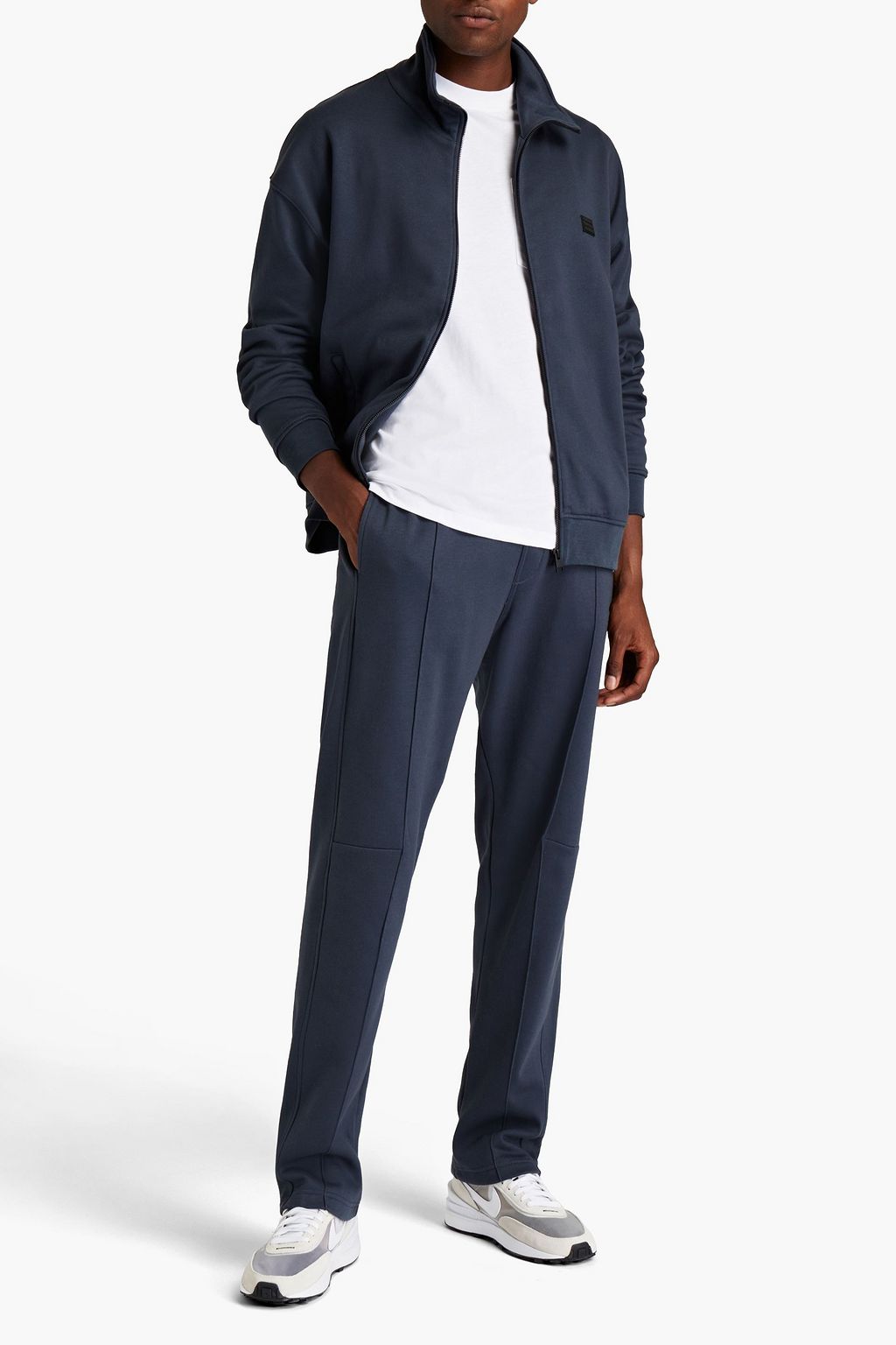 FRAME Appliquéd French cotton-terry sweatpants