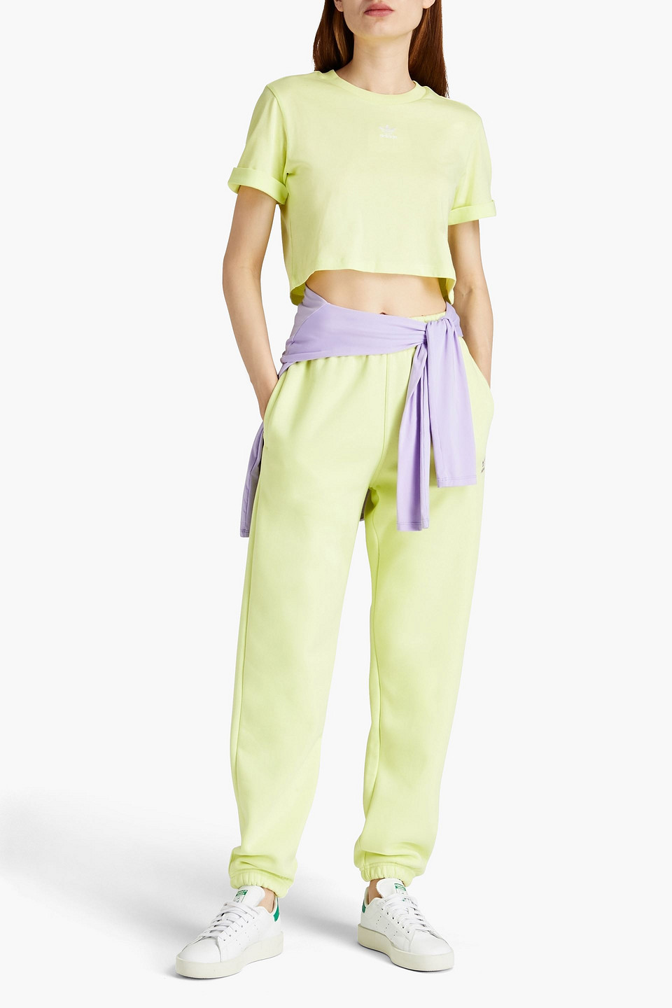 Adidas Originals Cropped Cotton-jersey T-shirt