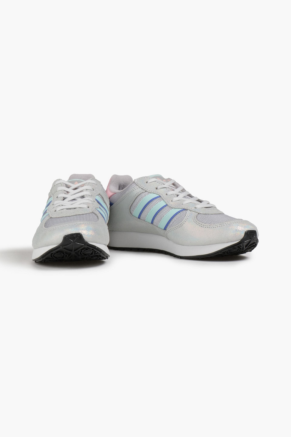 Adidas Originals Iridescent Suede, Leather And Mesh Trainers In Grey