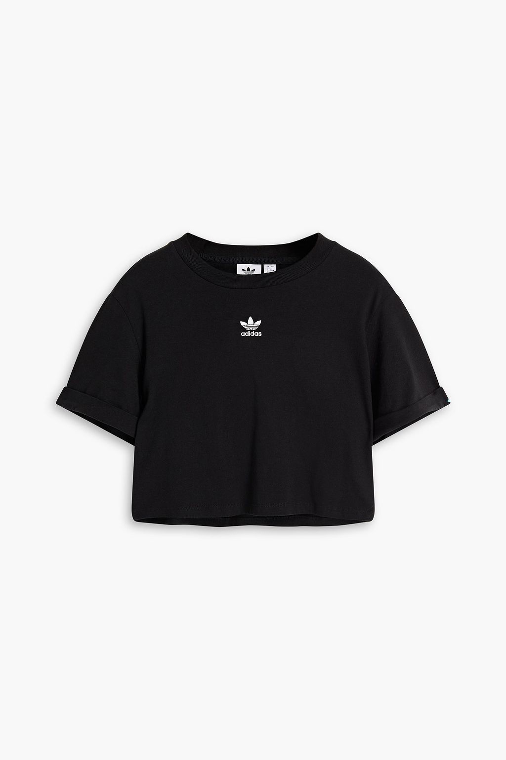 ADIDAS ORIGINALS Cropped embroidered cotton jersey T shirt THE