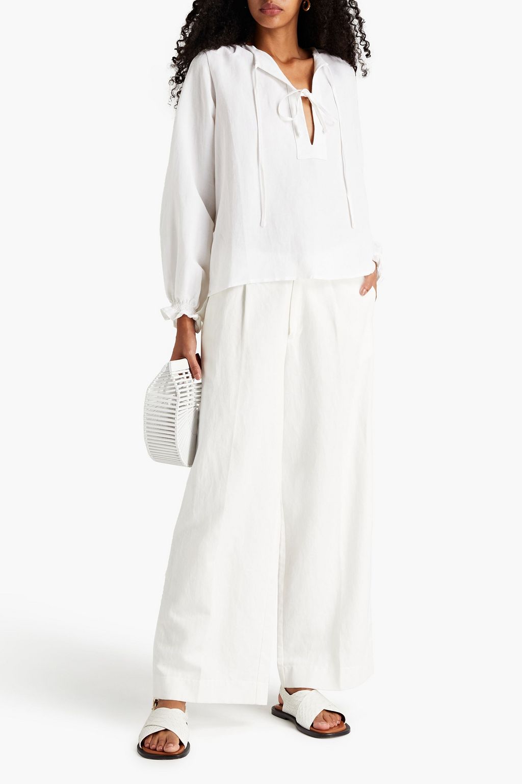 BELIZE Rachelle oversized slub woven blouse