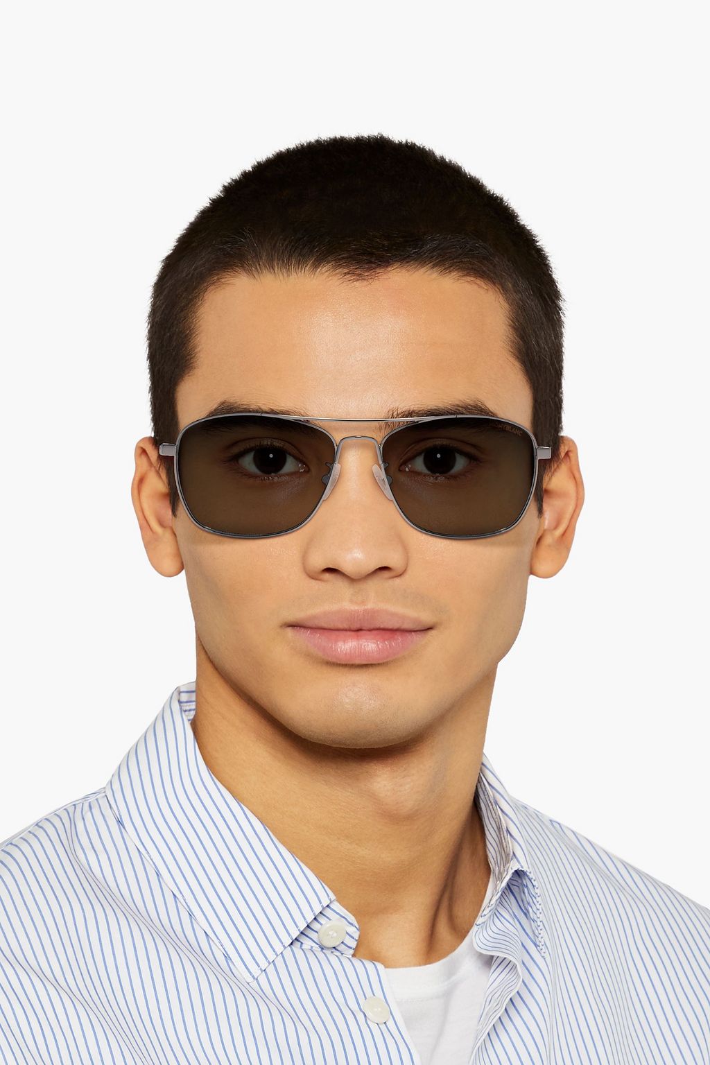 MONTBLANC Aviator-style silver-tone sunglasses