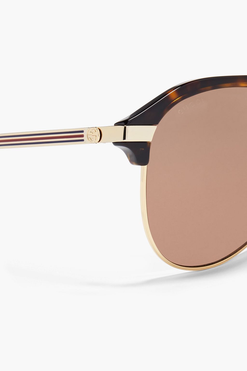 GUCCI Aviator-style gold-tone and tortoiseshell acetate sunglasses