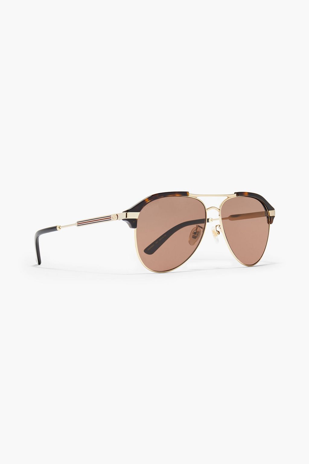 GUCCI Aviator-style gold-tone and tortoiseshell acetate sunglasses