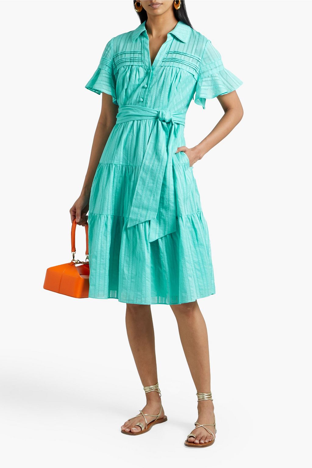 DIANE VON FURSTENBERG Rachel Kleid aus Baumwoll-Jacquard mit Gürtel