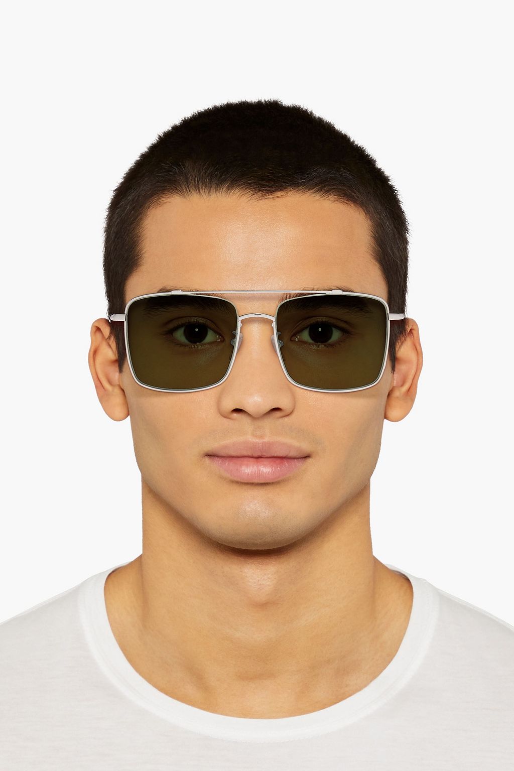 GUCCI Square-frame silver-tone sunglasses