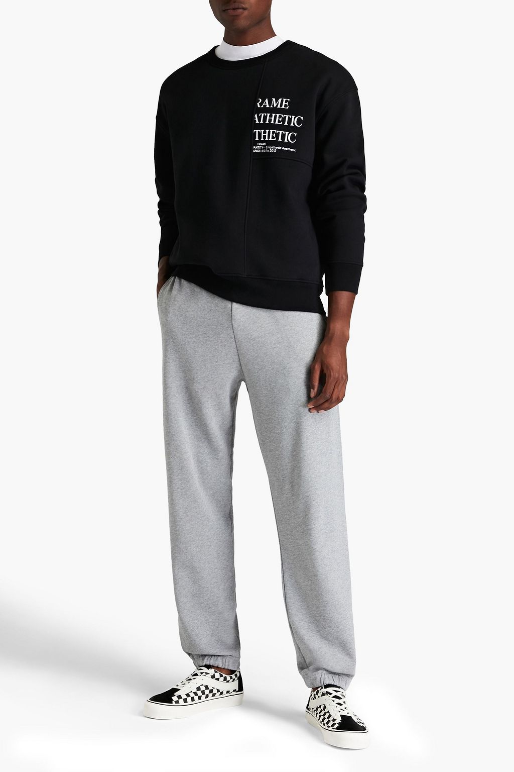 FRAME Printed cotton-blend fleece sweatshirt