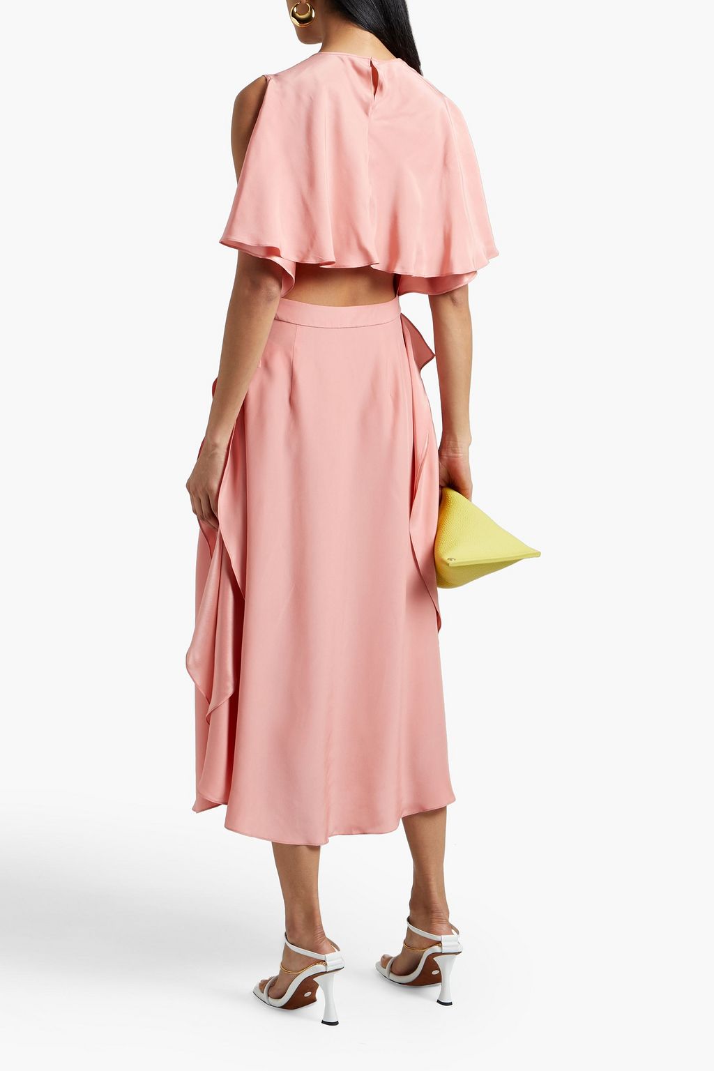 Rosa cape-effect draped silk-satin midi dress