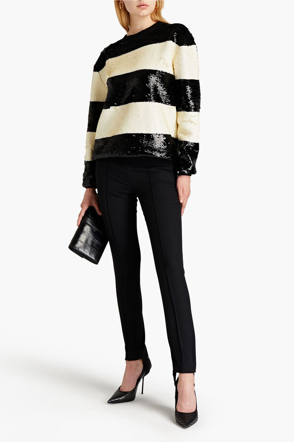 SAINT LAURENT Sequined wool and cashmere-blend sweater