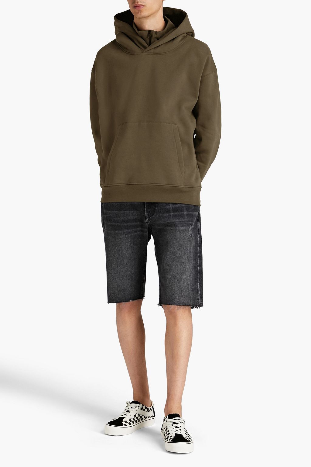 FRAME Mélange cotton-blend fleece hoodie