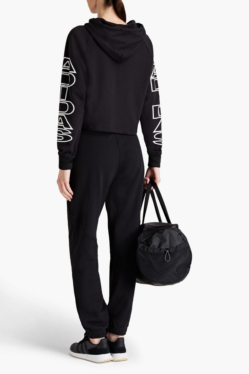 ADIDAS ORIGINALS Cropped embroidered French cotton-blend terry hoodie