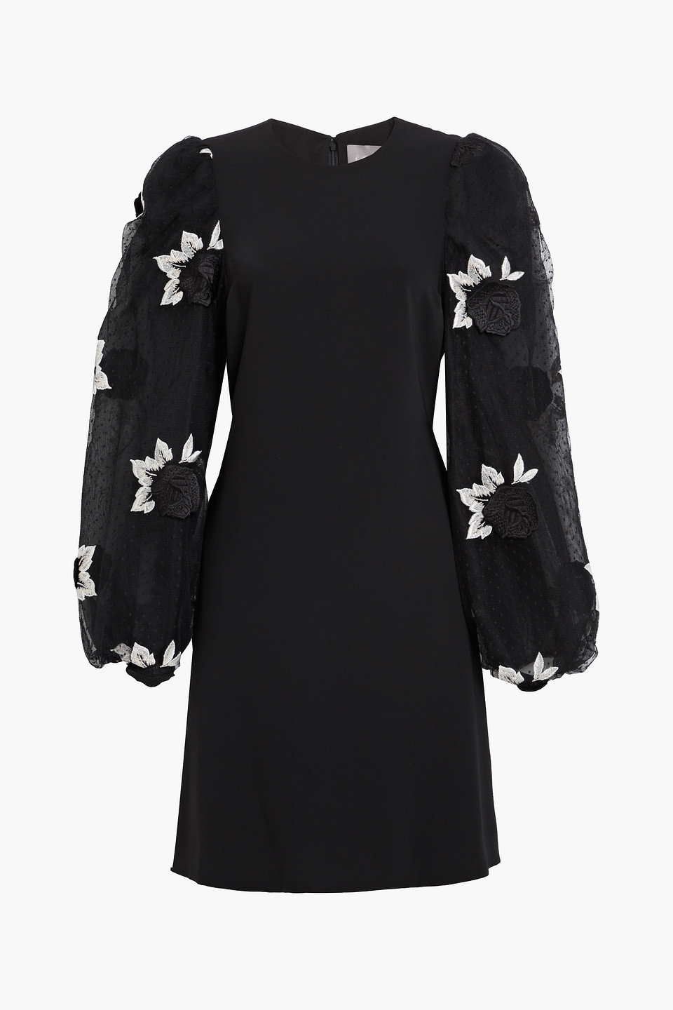 Lela Rose Embroidered Swiss-dot tulle and cady dress