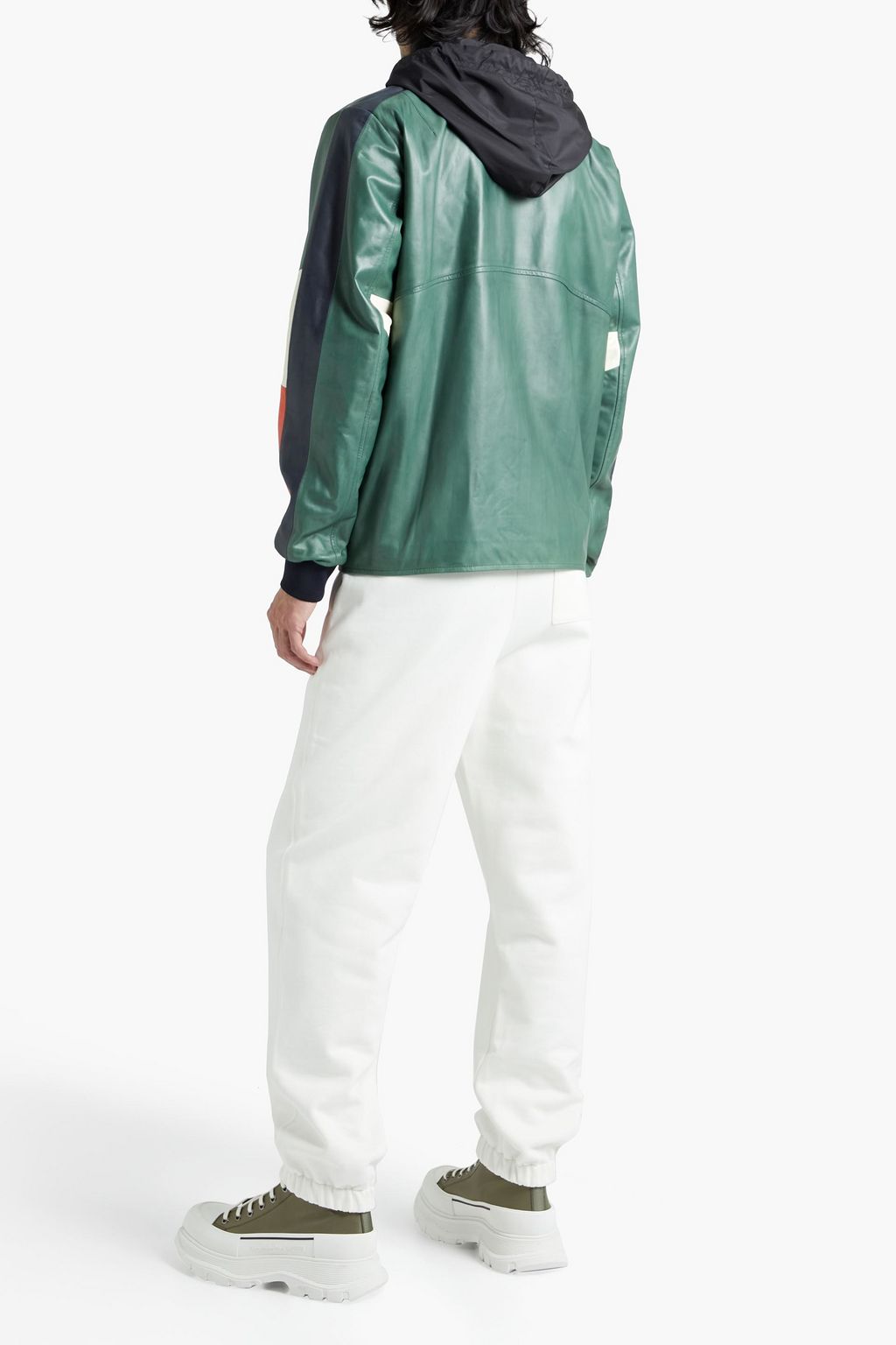 VALENTINO GARAVANI Color-block leather hooded jacket