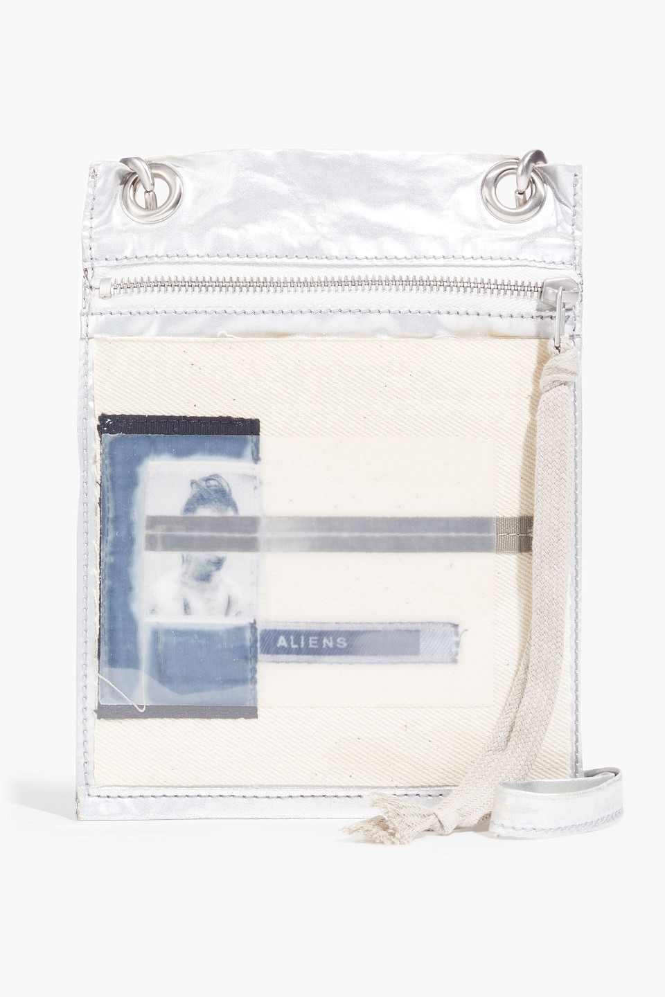 rick owens - iridescent coated cotton, canvas and plastic messenger bag - metallic - onesize