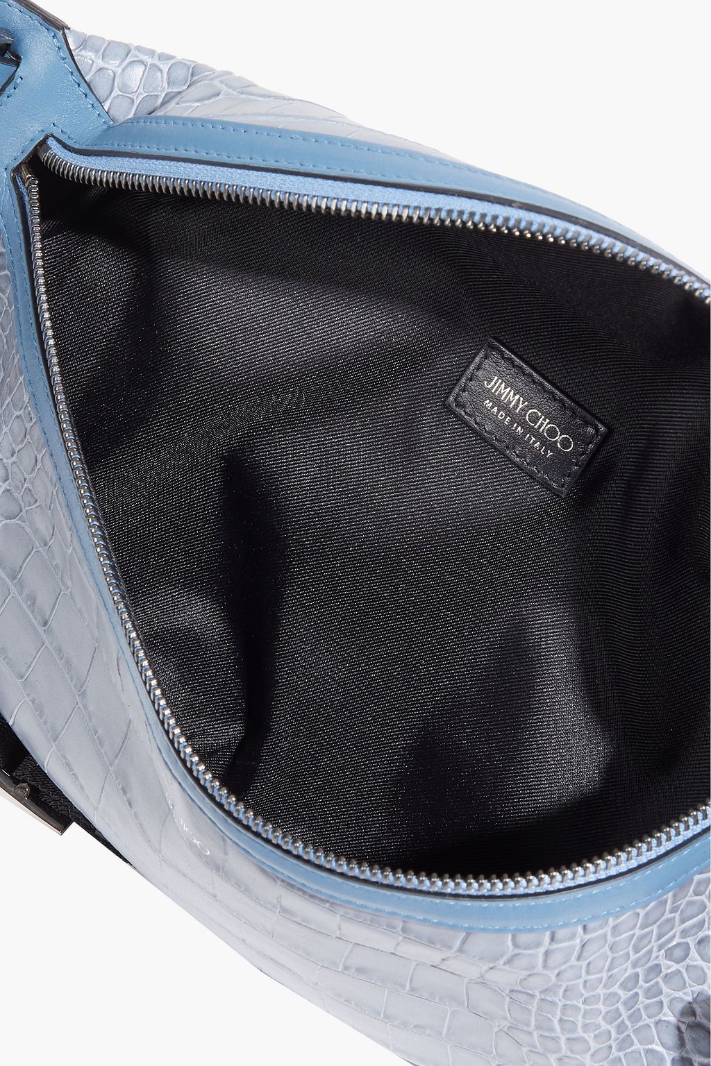 JIMMY CHOO York smooth leather-trimmed croc-effect leather belt bag