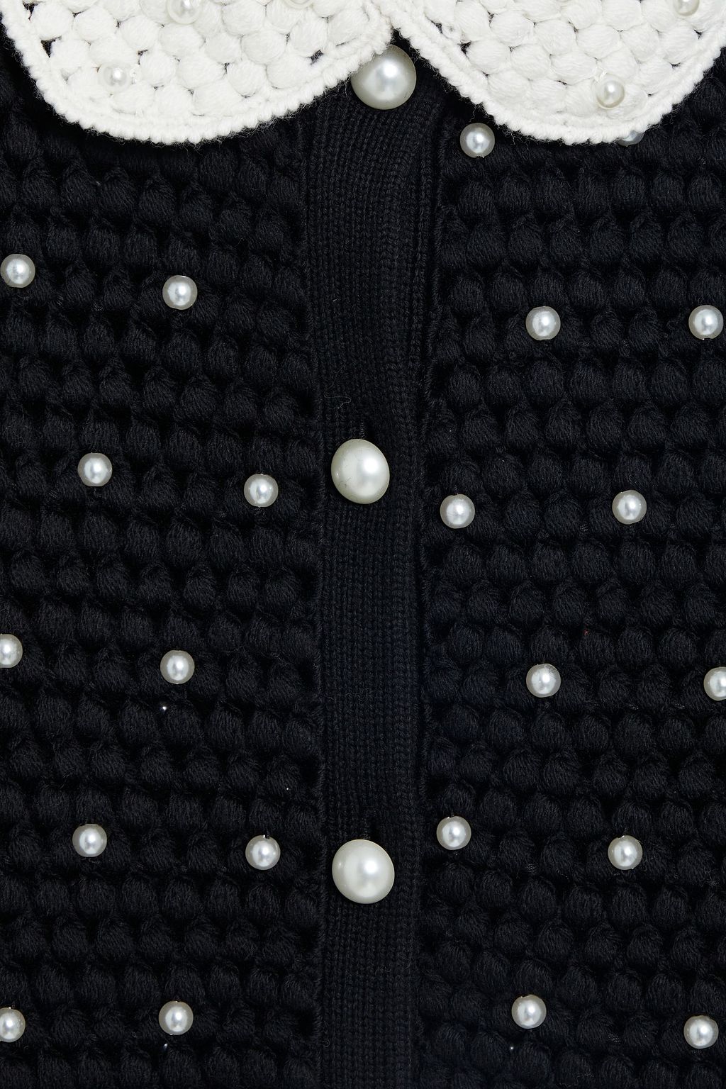 ALICE + OLIVIA Collins embellished two-tone crochet-knit wool cardigan