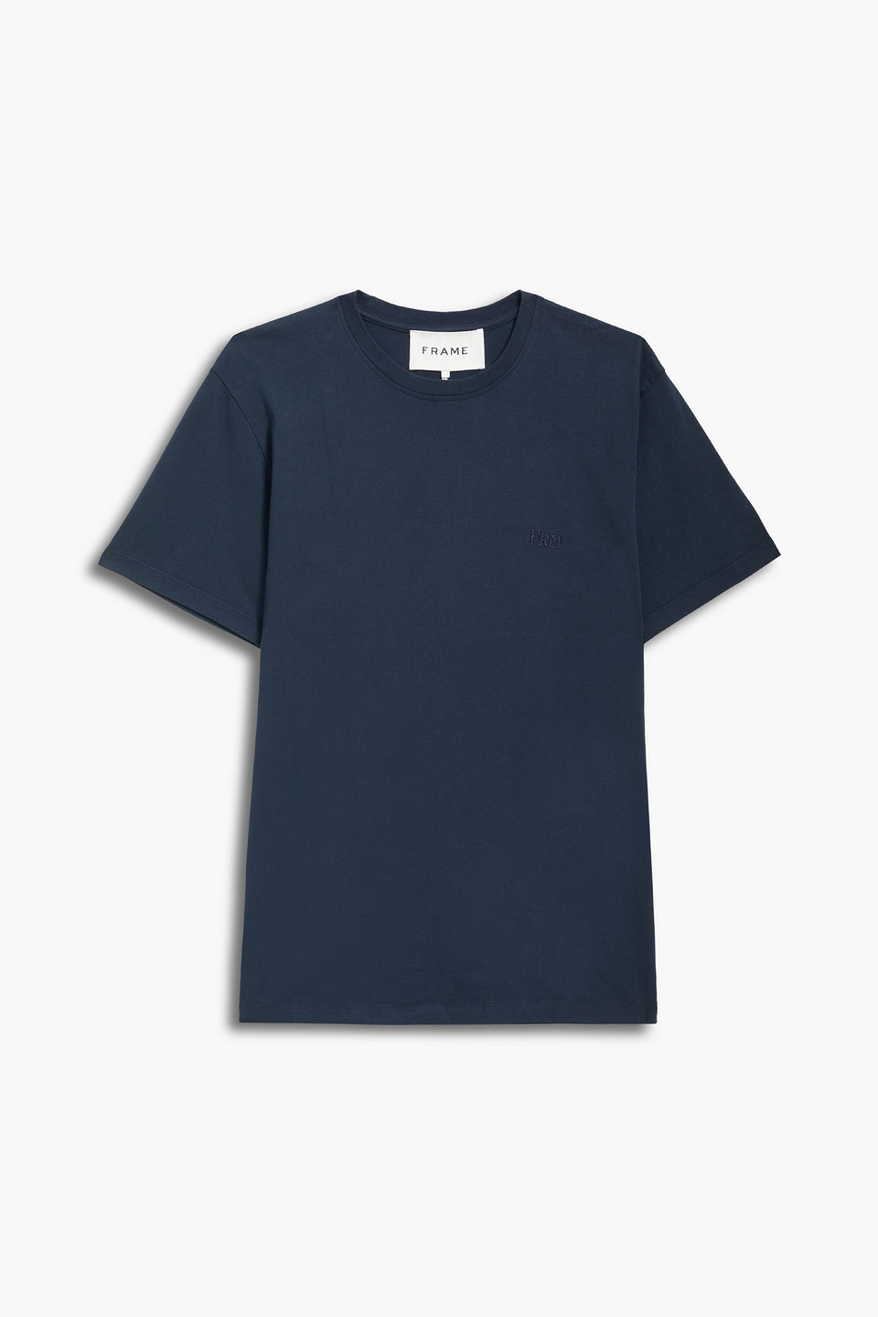 frame - embroidered cotton-jersey t-shirt - blue - m