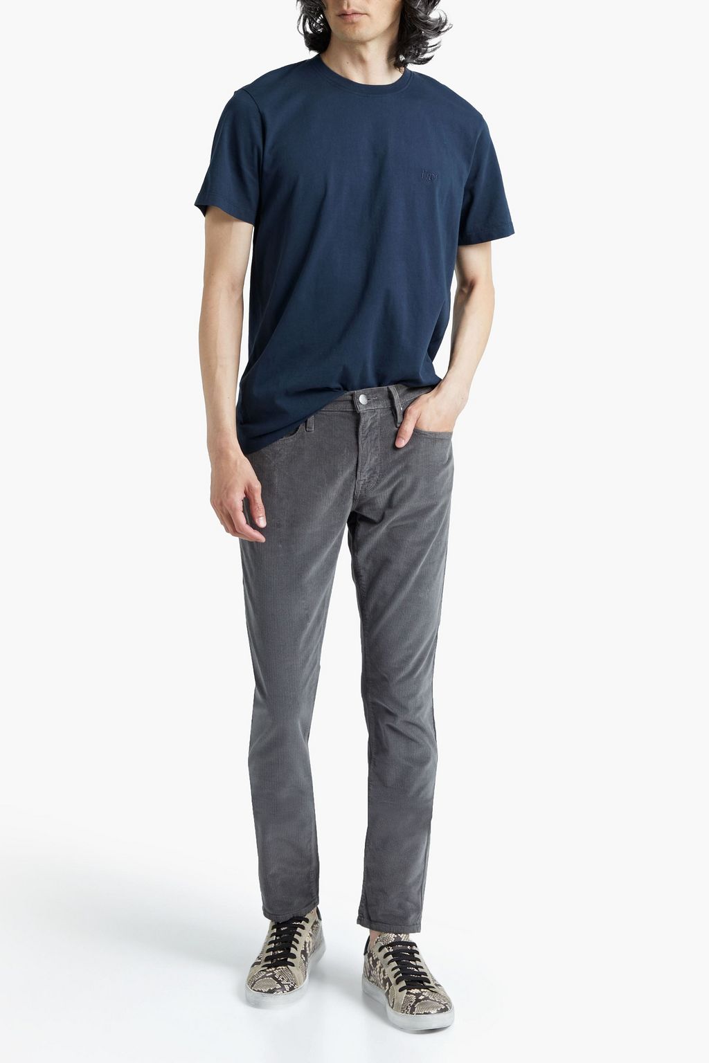FRAME Embroidered cotton jersey T-shirt
