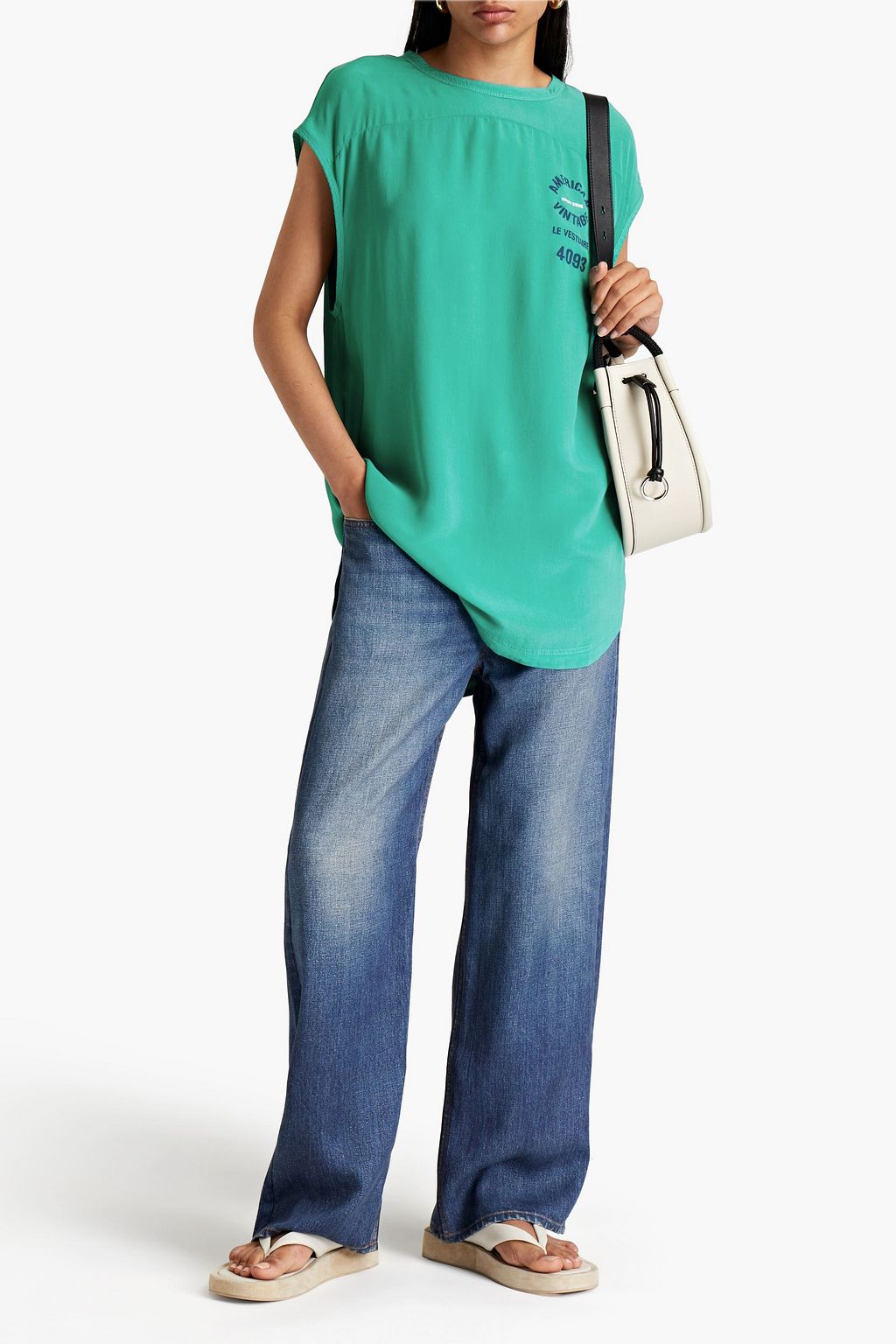 AMERICAN VINTAGE Printed silk crepe de chine top