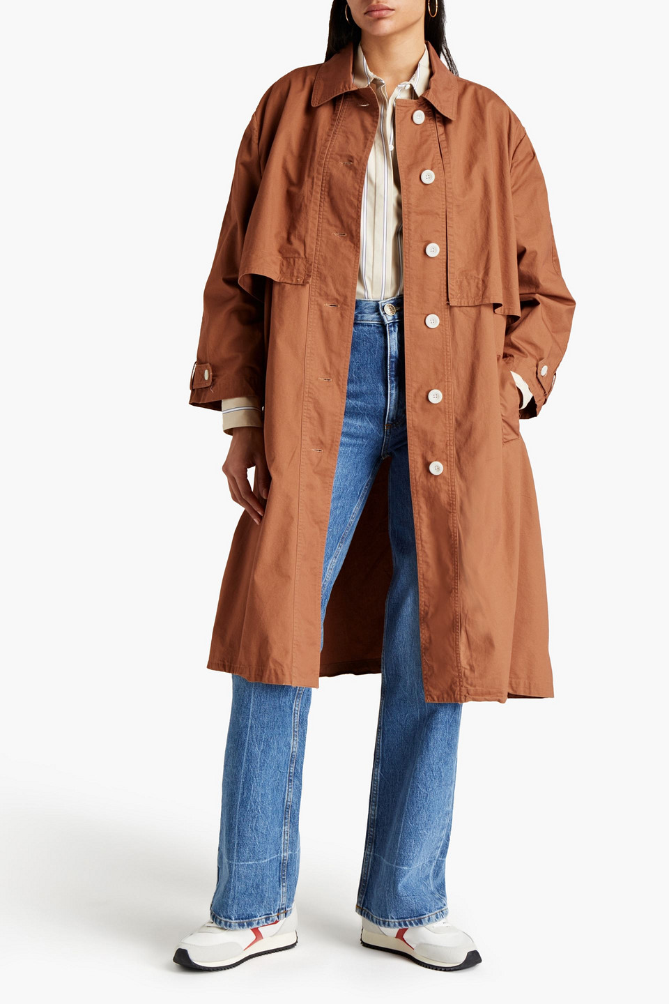 American Vintage Oversized Cotton Coat In Light Brown