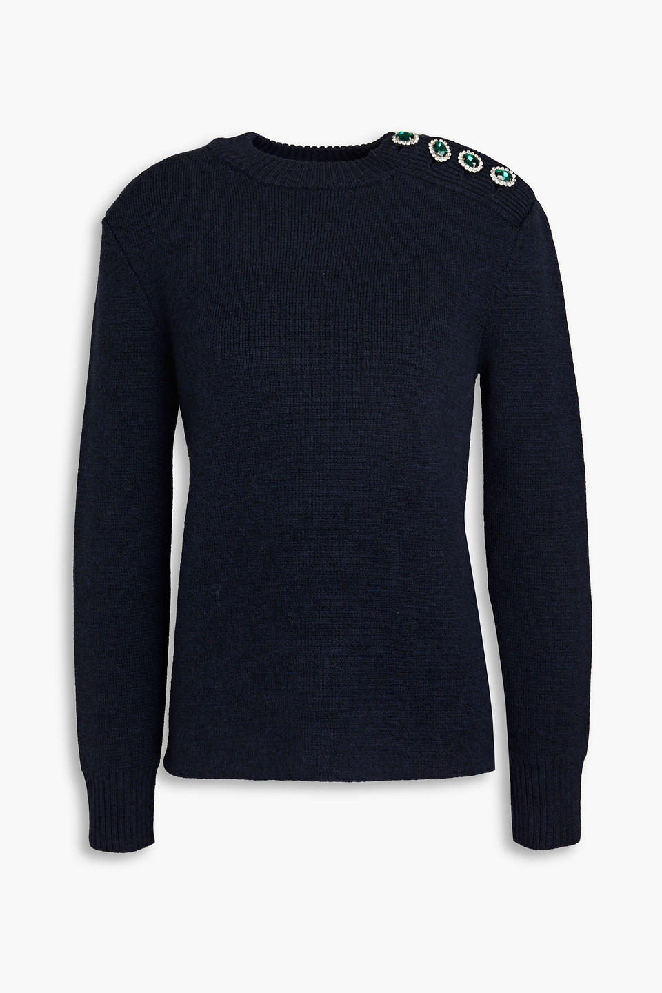 Rabanne Crystal-embellished Wool Sweater In Navy