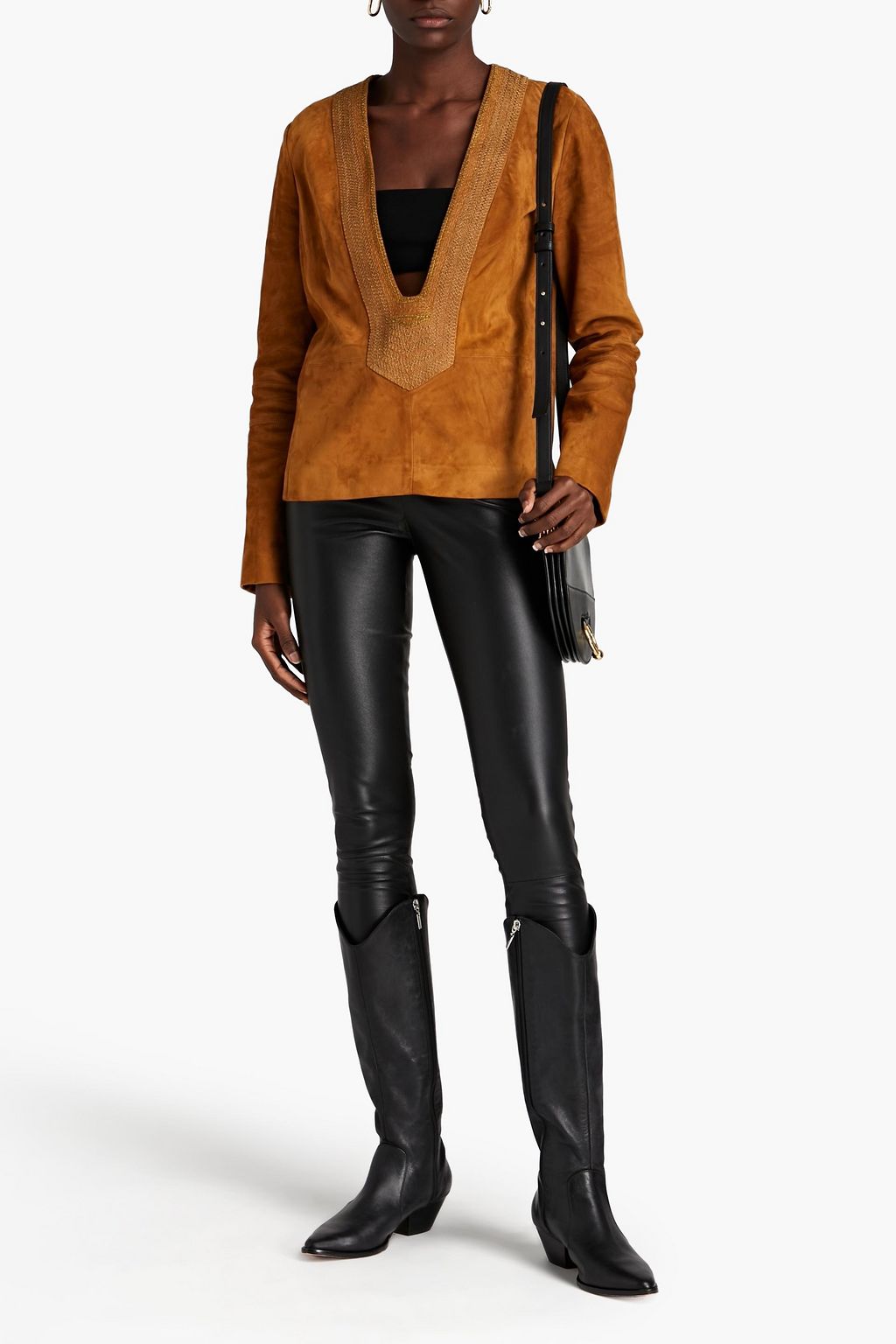 SAINT LAURENT Embroidered nubuck blouse | Sale up to 70% off | THE