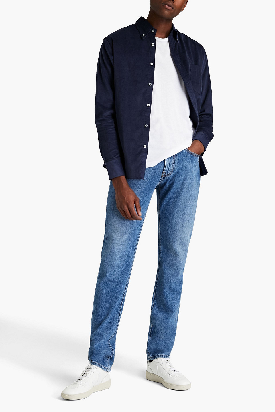 Dunhill Man Slim-fit Faded Denim Jeans In Mid Denim