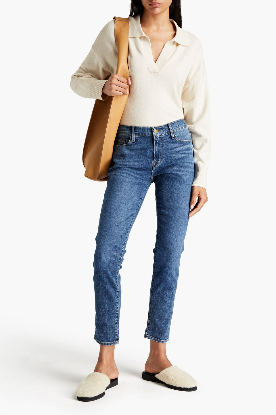 Frame Le Garcon Faded Boyfriend Jeans In Mid Denim