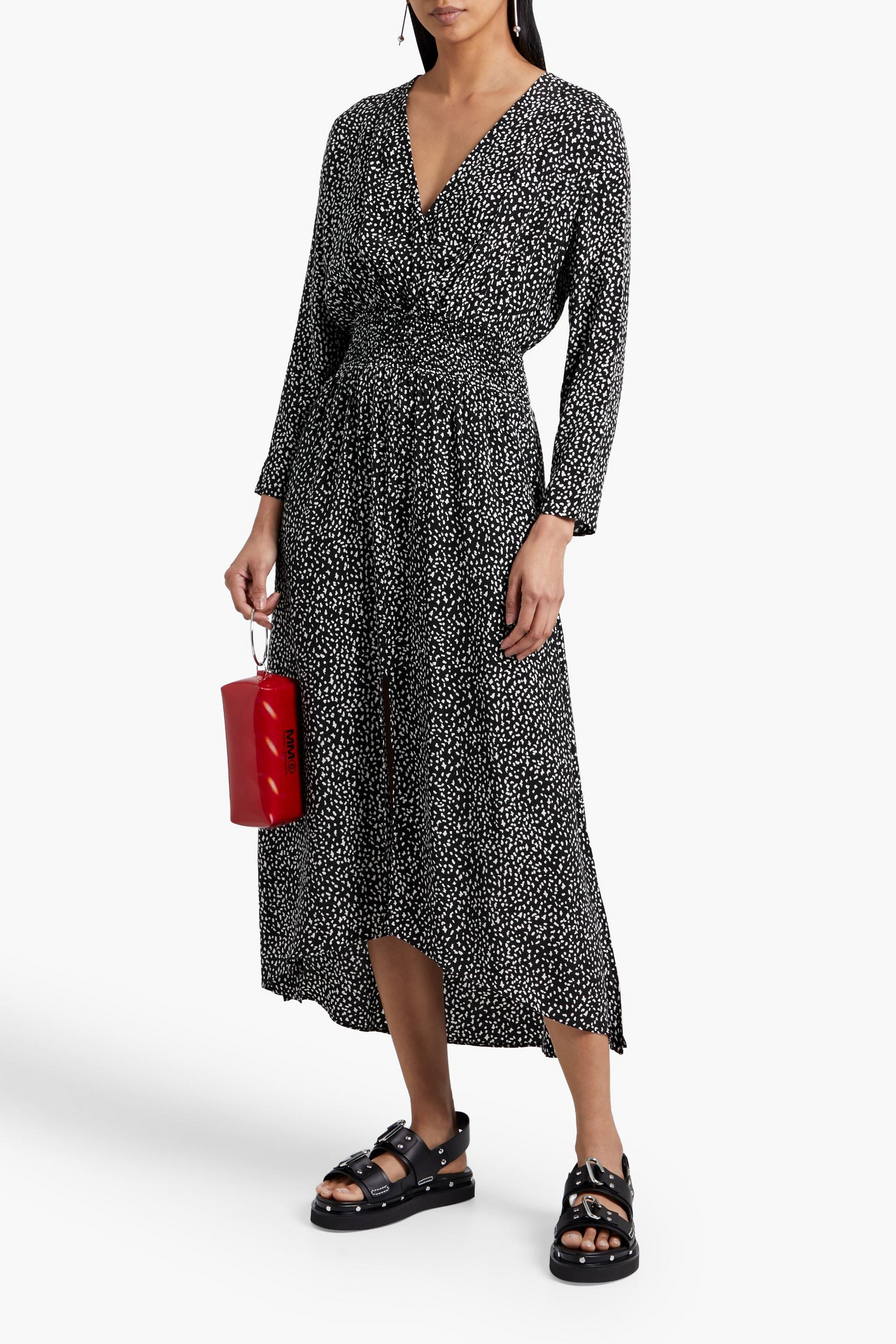 MAJE Printed cupro-blend crepe de chine midi dress