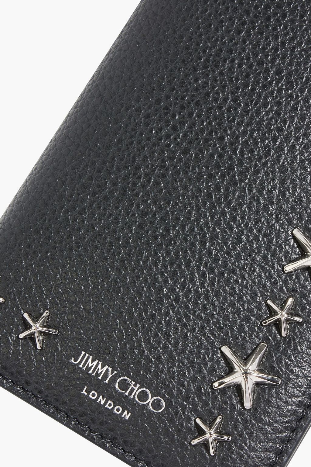 JIMMY CHOO Studded pebbled-leather wallet