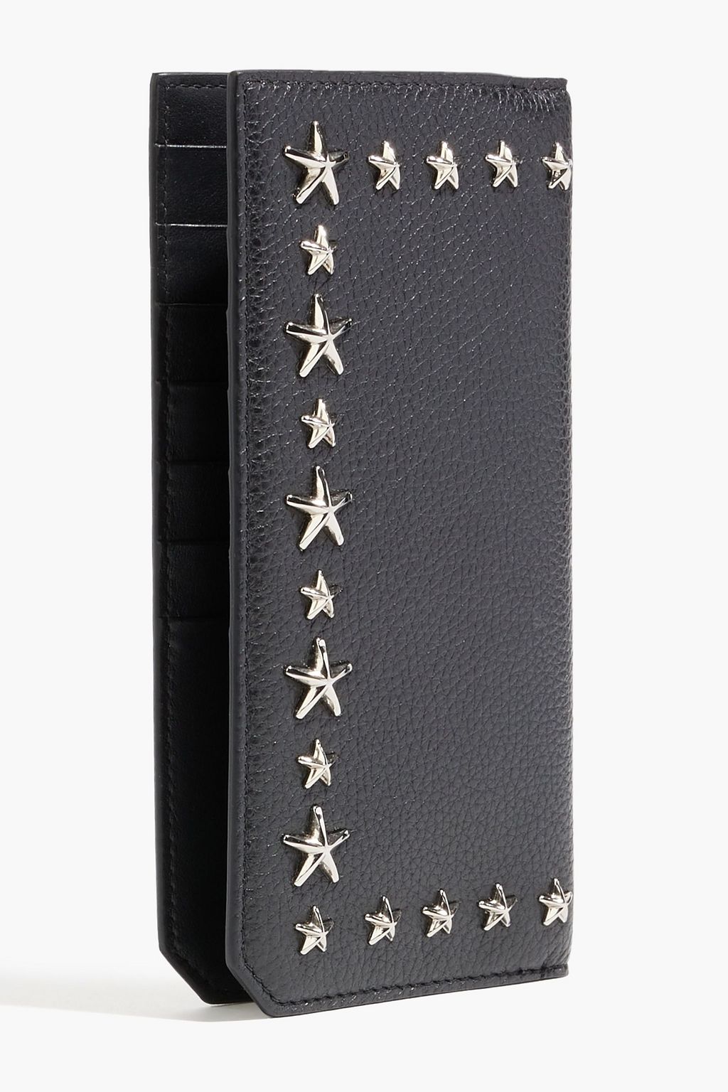 JIMMY CHOO Studded pebbled-leather wallet