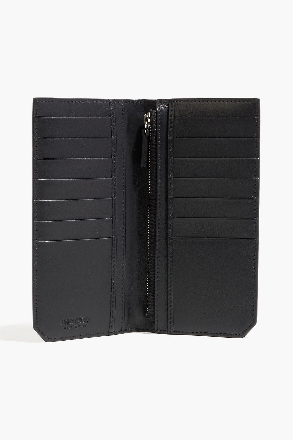 JIMMY CHOO Studded pebbled-leather wallet