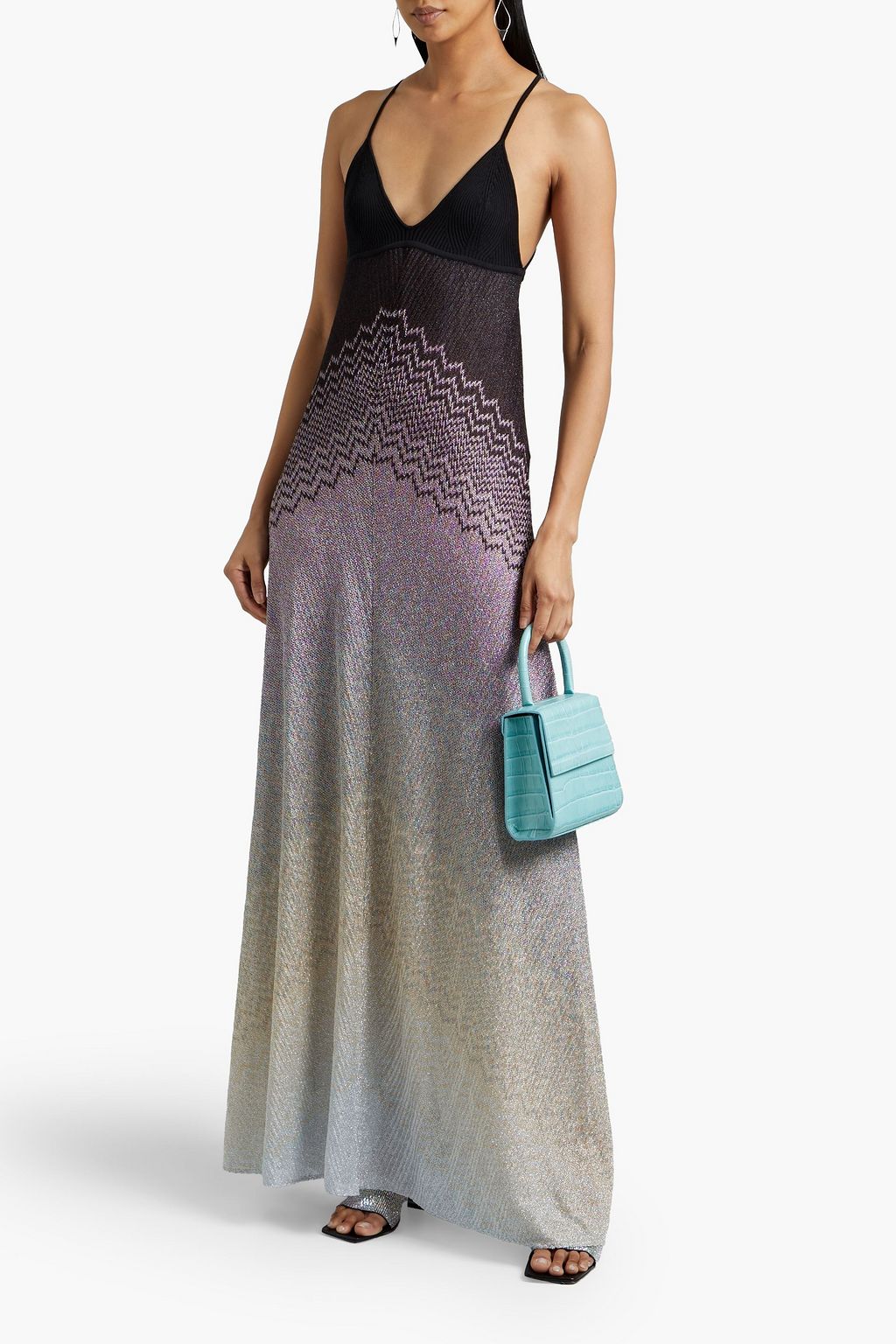 MISSONI Metallic crochet-knit maxi dress