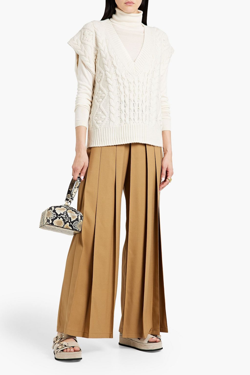 LOULOU STUDIO Cable-knit wool and cashmere-blend vest