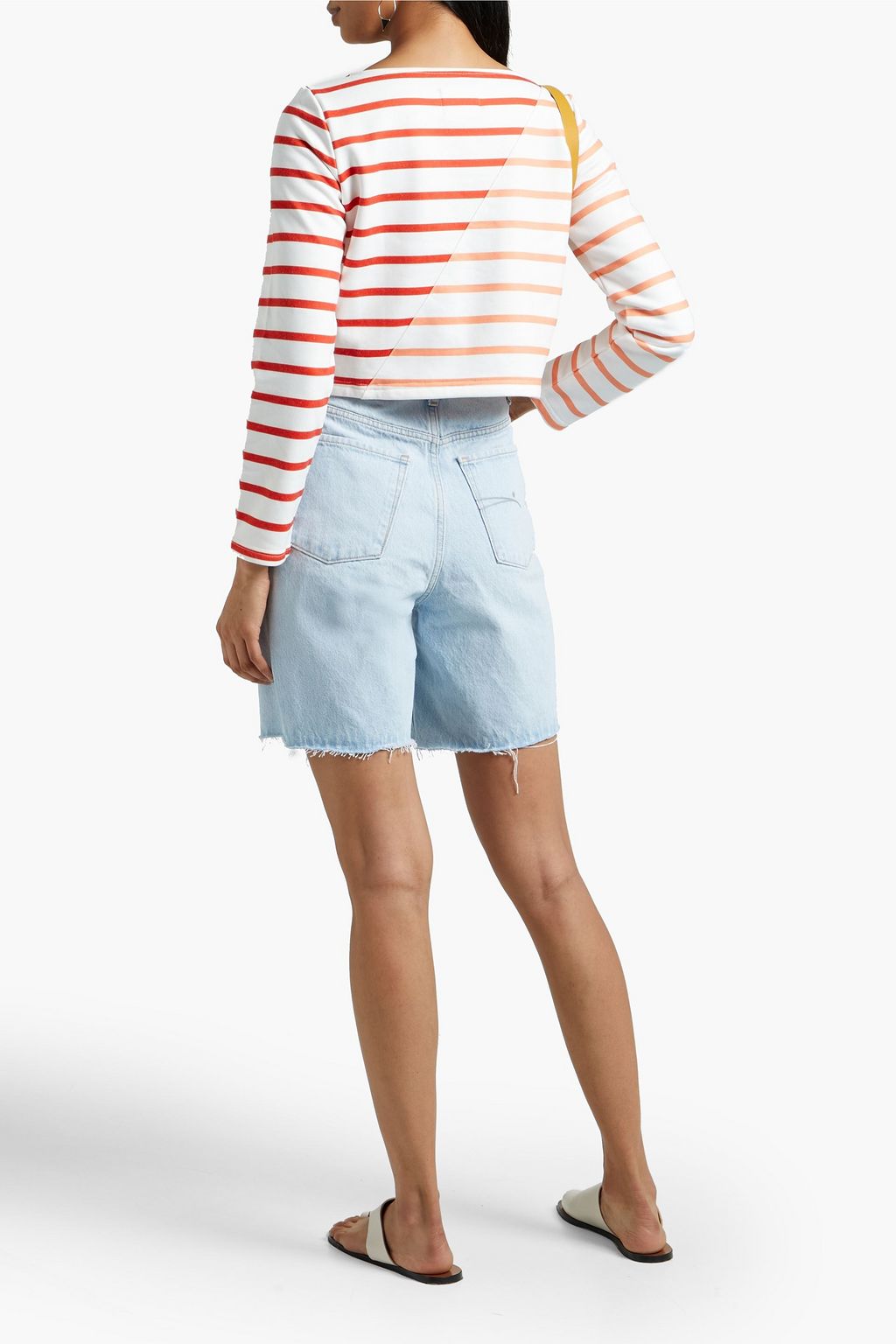 SOLID & STRIPED Cropped striped jersey top