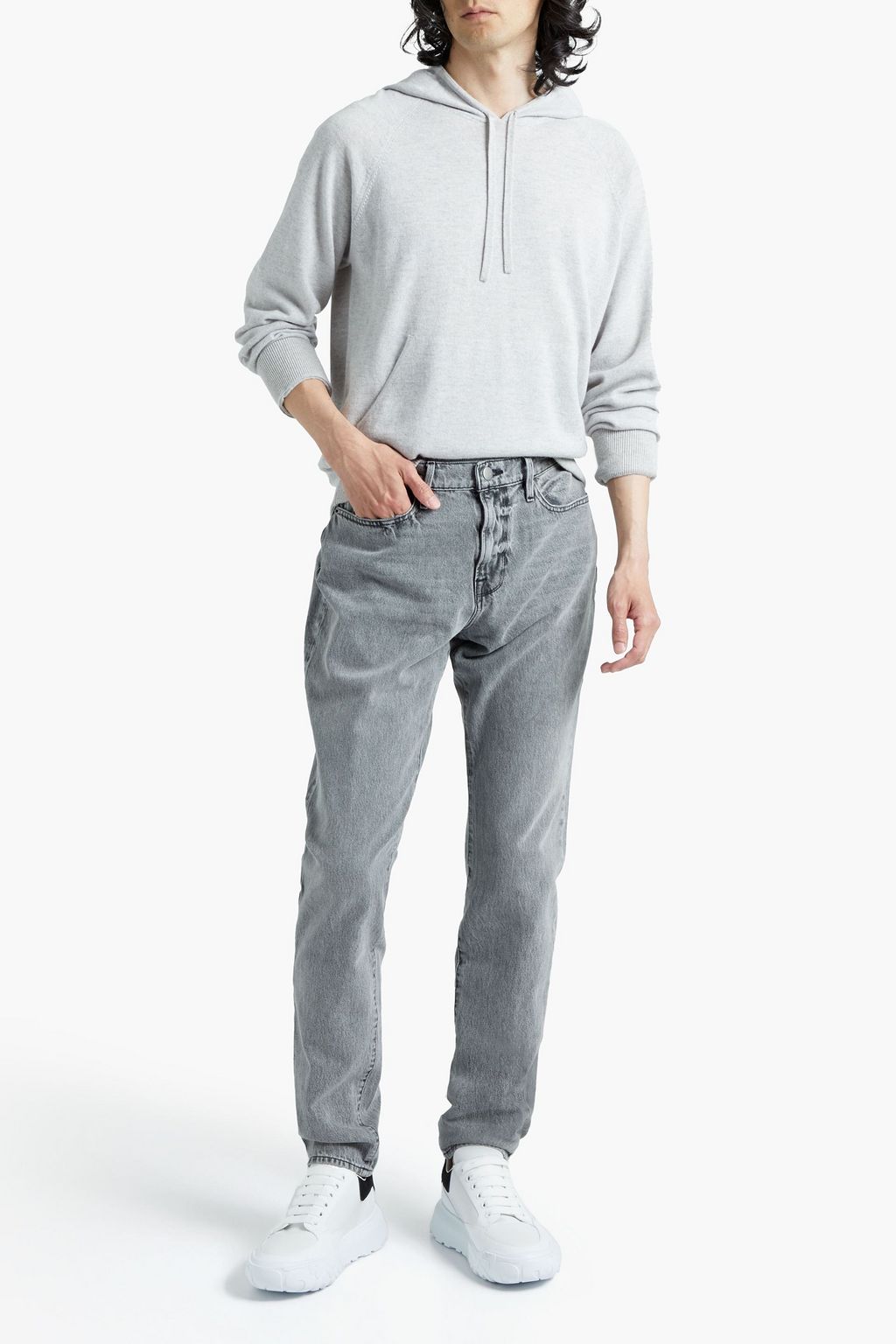 FRAME Straight-fit bleached denim jeans